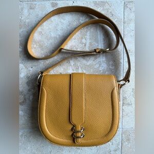 Banana Republic Yellow Ochre Mustard Leather Crossbody Saddle Bag 2013